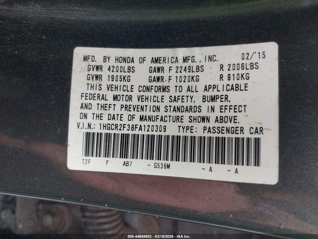 1HGCR2F38FA120309 2015 HONDA ACCORD photo no. 9