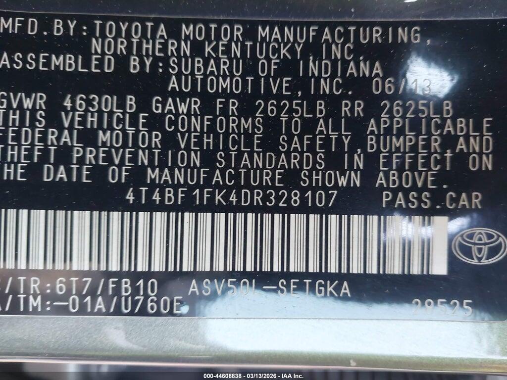 4T4BF1FK4DR328107 2013 TOYOTA CAMRY photo no. 9