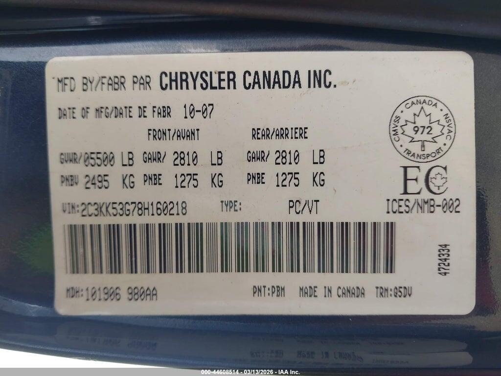 2C3KK53G78H160218 2008 CHRYSLER 300 photo no. 9