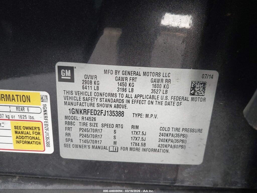 1GNKRFED2FJ135388 2015 CHEVROLET TRAVERSE photo no. 9