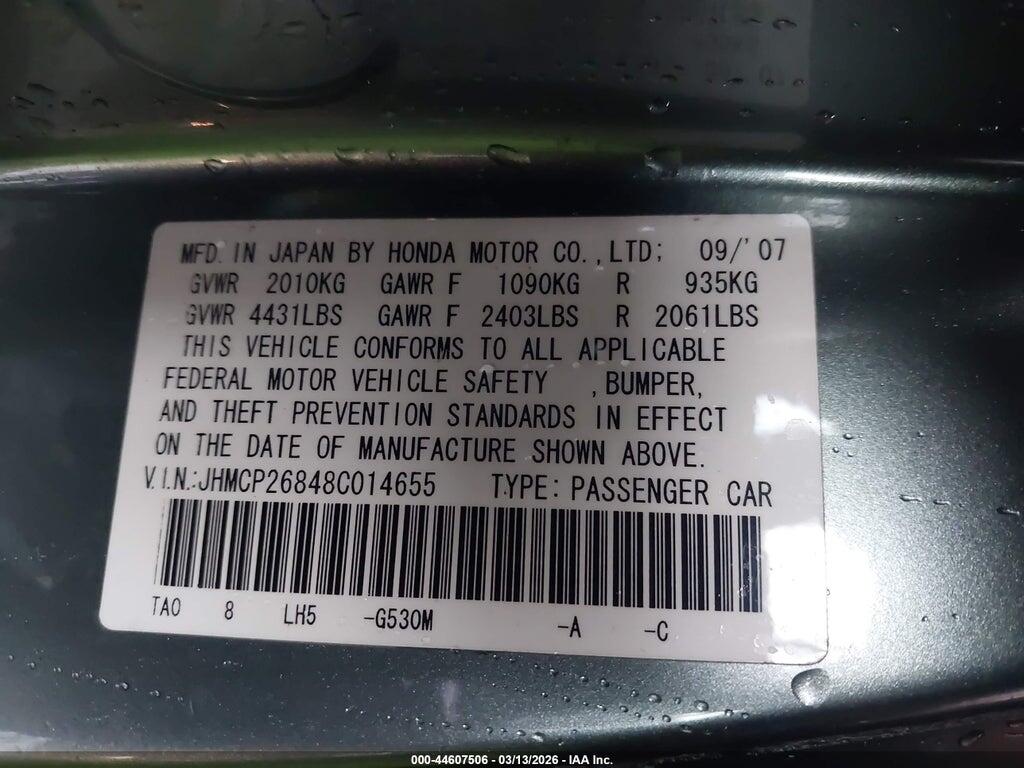 JHMCP26848C014655 2008 HONDA ACCORD photo no. 9