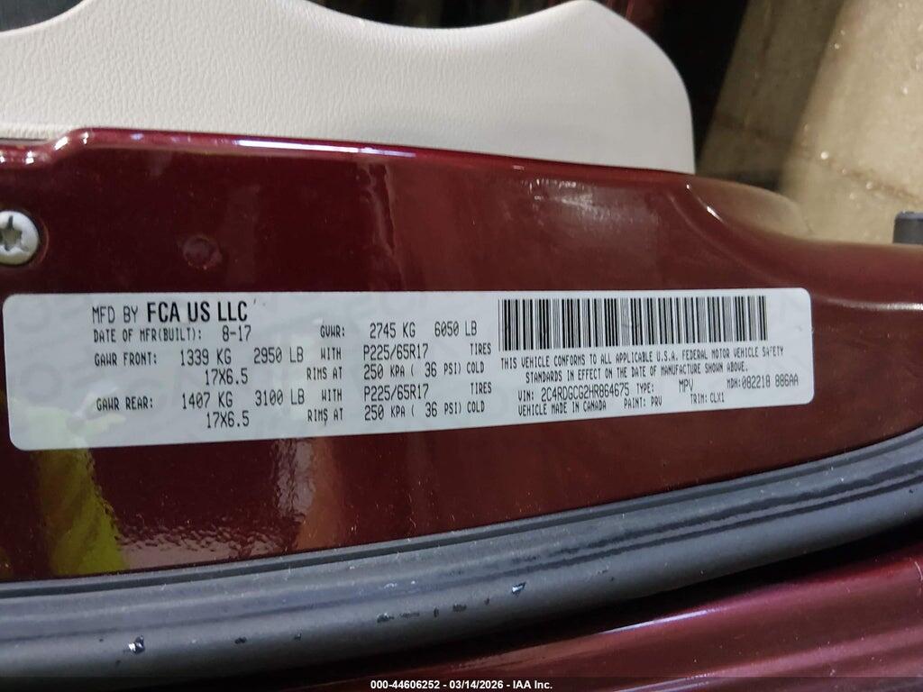 2C4RDGCG2HR864675 2017 DODGE GRAND CARAVAN photo no. 9