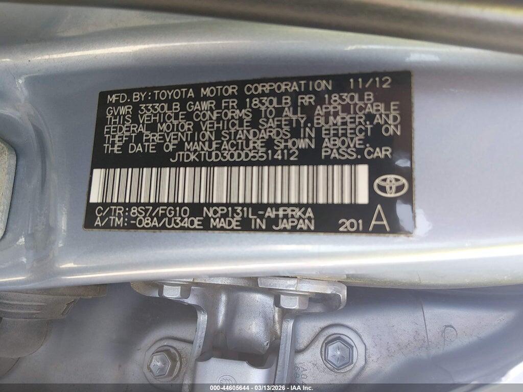 JTDKTUD30DD551412 2013 TOYOTA YARIS photo no. 9