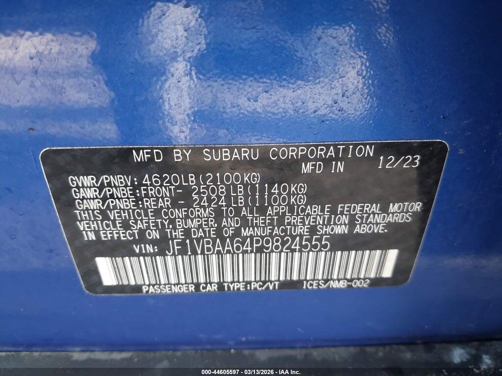 JF1VBAA64P9824555 2023 SUBARU WRX photo no. 9