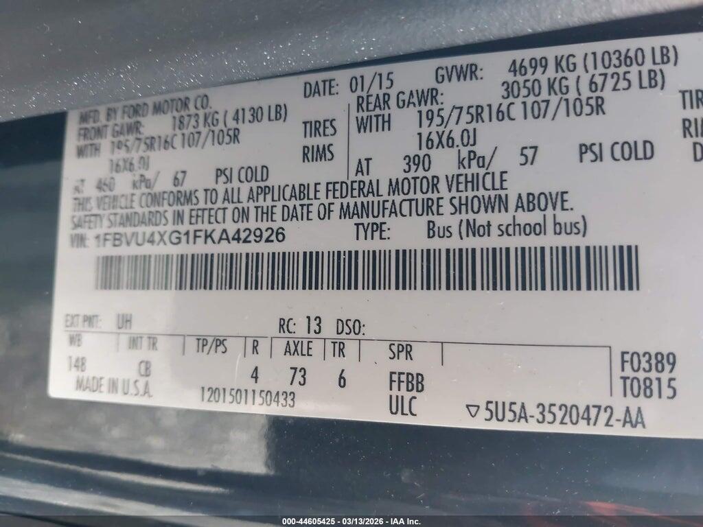 1FBVU4XG1FKA42926 2015 FORD TRANSIT-350 photo no. 8