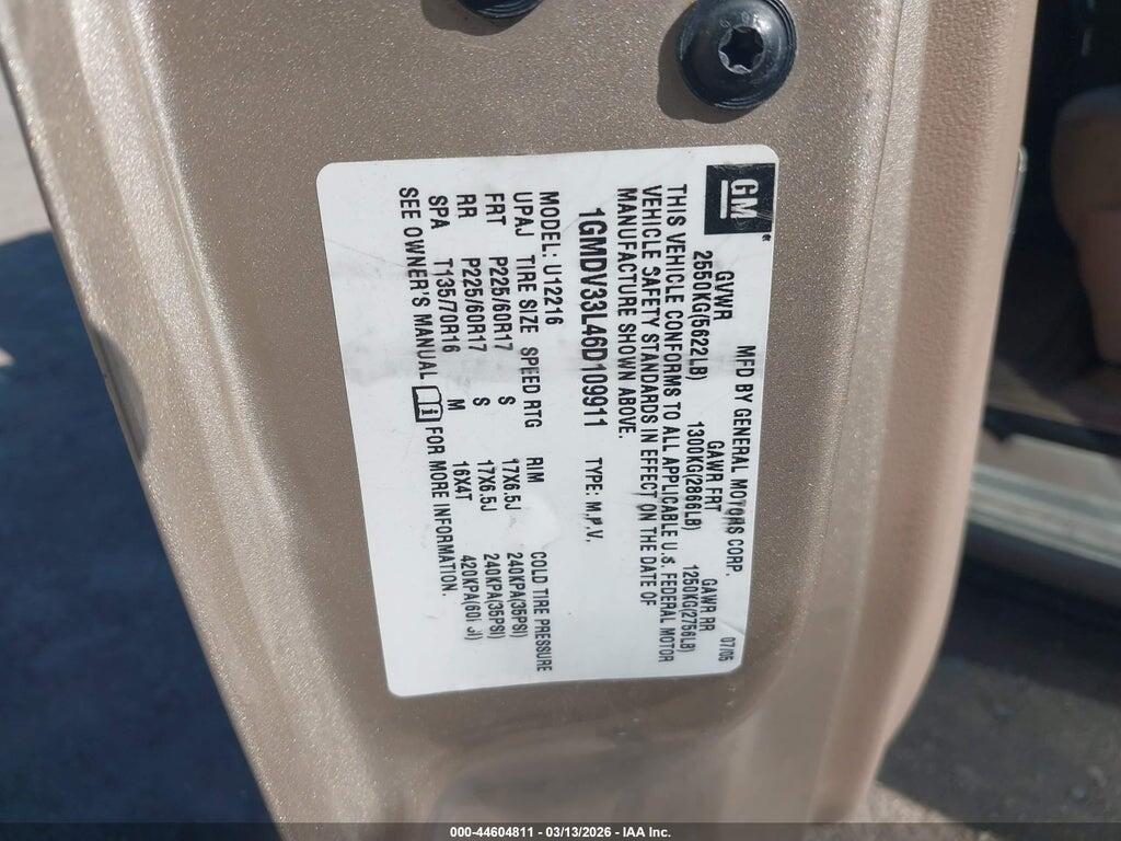1GMDV33L46D109911 2006 PONTIAC MONTANA SV6 photo no. 9