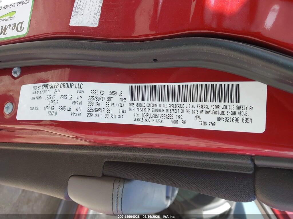 1C4PJLAB5EW204259 2014 JEEP CHEROKEE photo no. 9