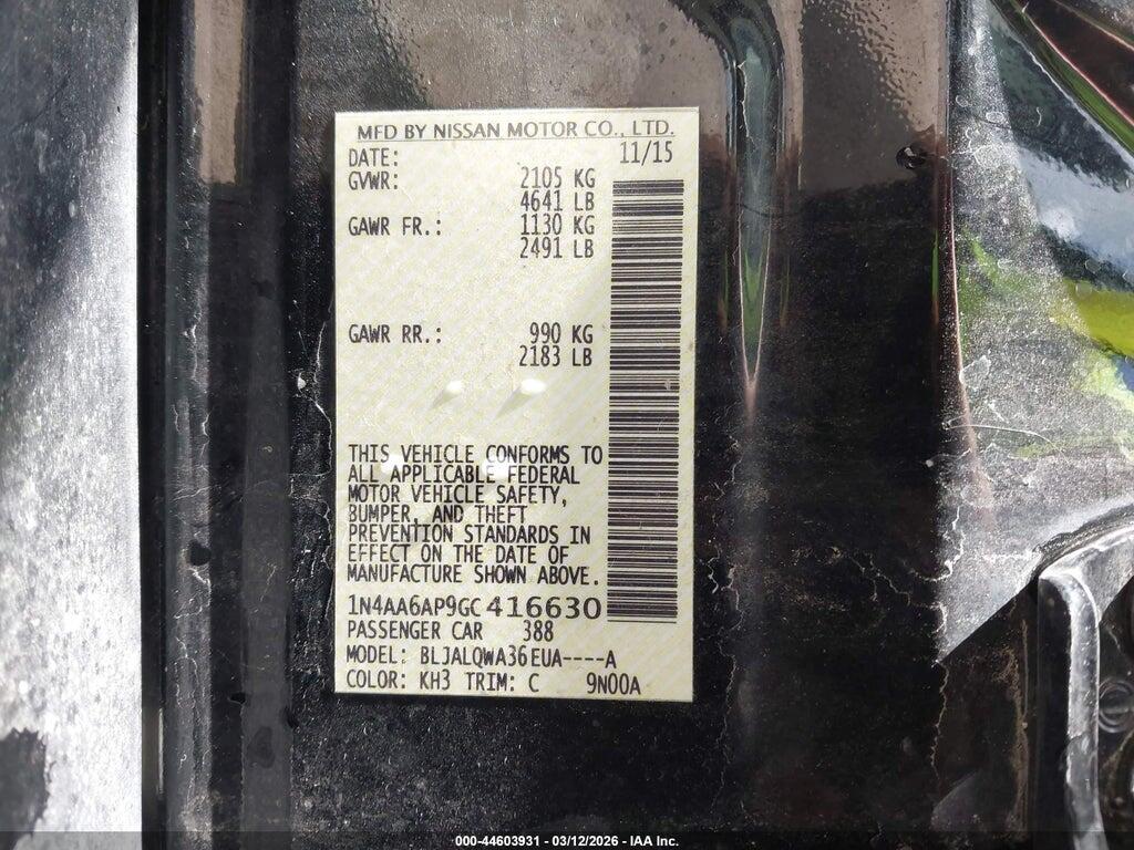 1N4AA6AP9GC416630 2016 NISSAN MAXIMA photo no. 9