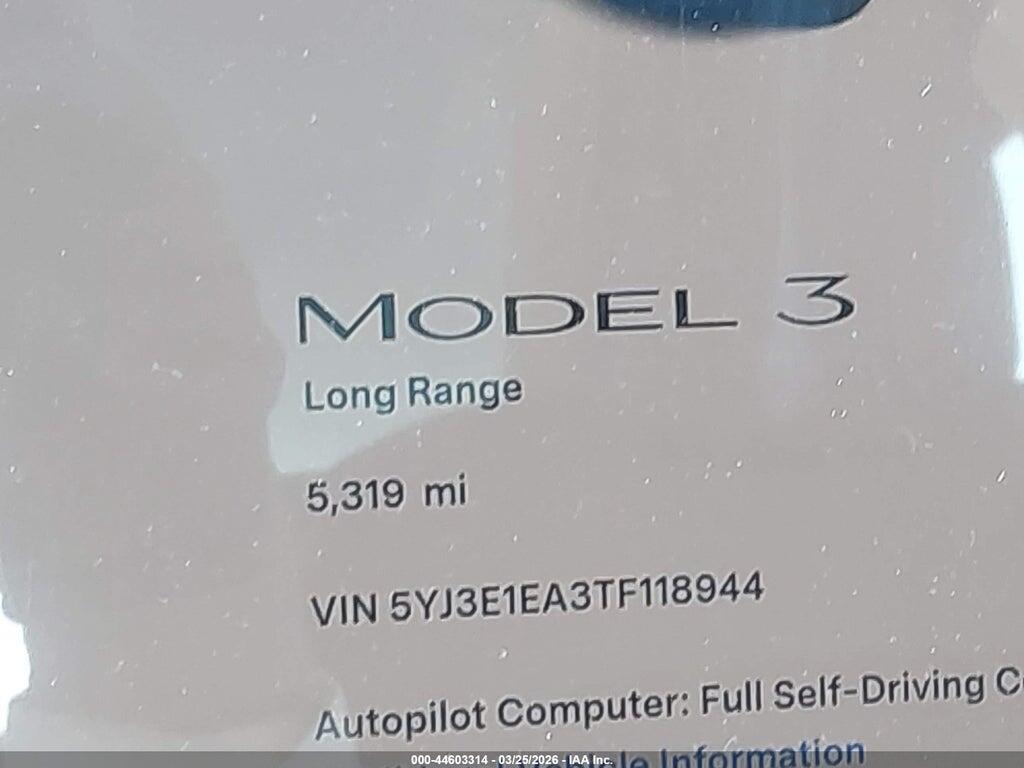 5YJ3E1EA3TF118944 2026 TESLA MODEL 3 photo no. 7