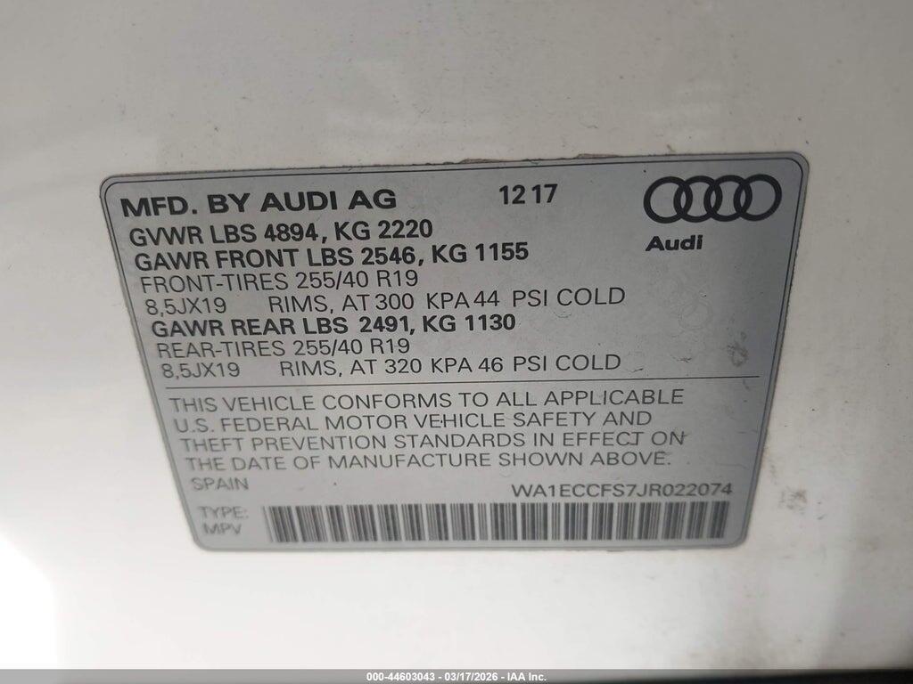 WA1ECCFS7JR022074 2018 AUDI Q3 photo no. 9