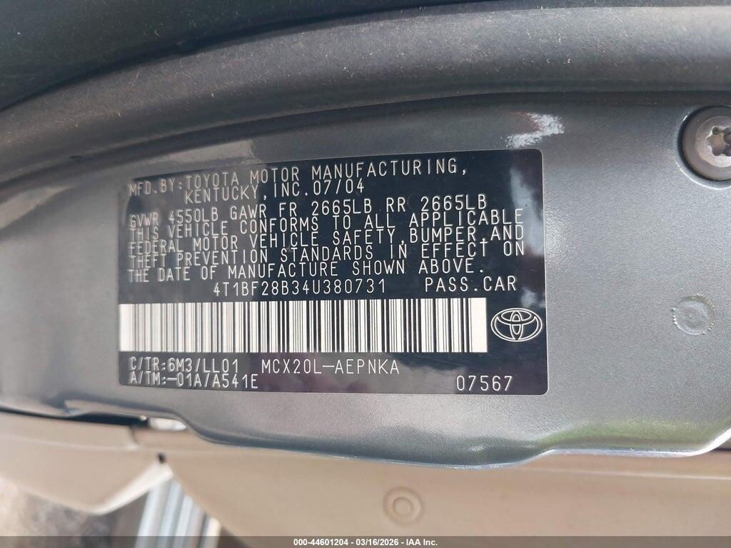 4T1BF28B34U380731 2004 TOYOTA AVALON photo no. 9