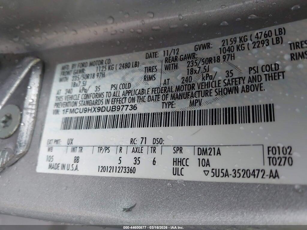 1FMCU9HX9DUB97736 2013 FORD ESCAPE photo no. 9