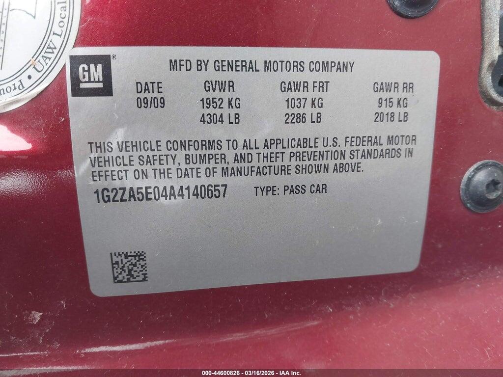 1G2ZA5E04A4140657 2010 PONTIAC G6 photo no. 9