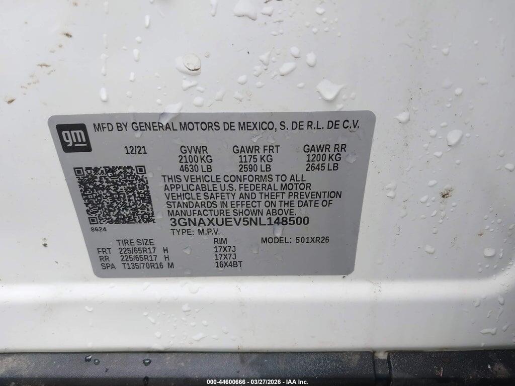 3GNAXUEV5NL148500 2022 CHEVROLET EQUINOX photo no. 9