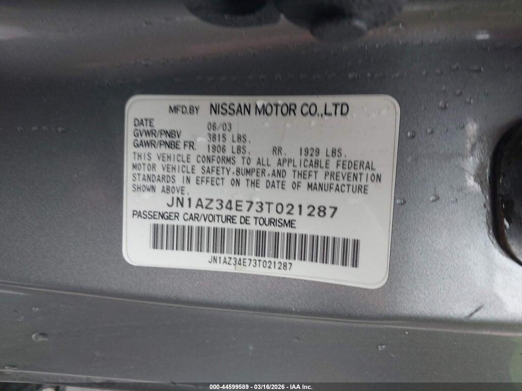 JN1AZ34E73T021287 2003 NISSAN 350Z photo no. 9