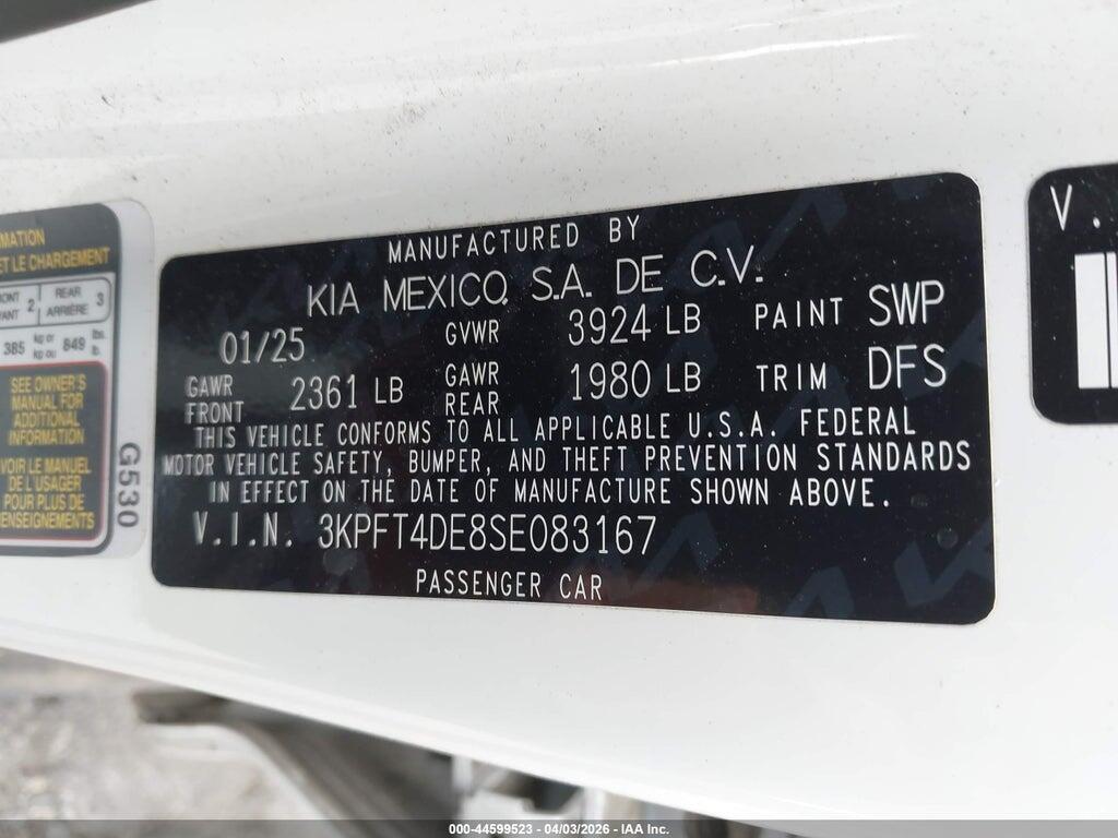 3KPFT4DE8SE083167 2025 KIA K4 photo no. 9