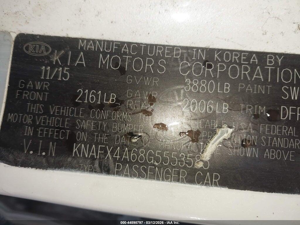 KNAFX4A68G5553585 2016 KIA FORTE photo no. 9