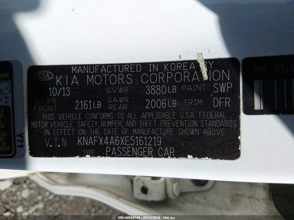 KNAFX4A6XE5161219 2014 KIA FORTE photo no. 9