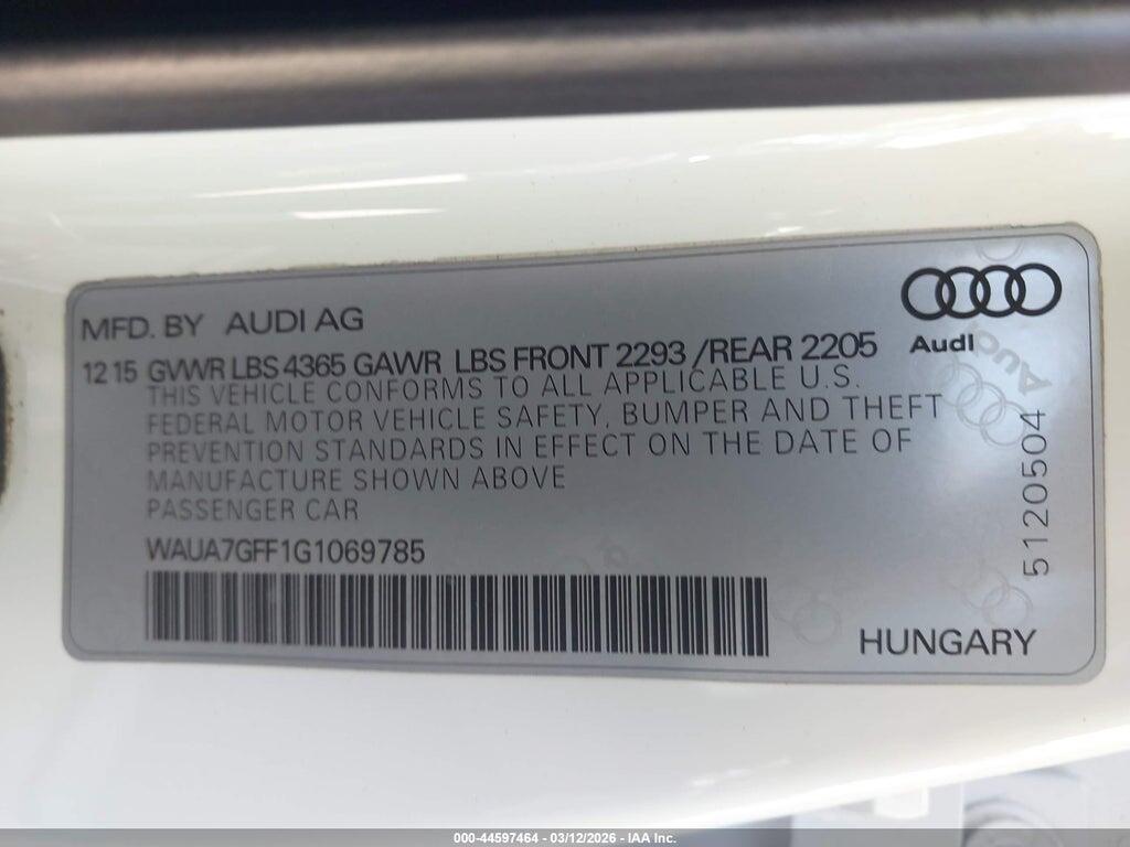 WAUA7GFF1G1069785 2016 AUDI A3 photo no. 9