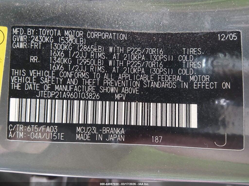 JTEDP21A960103826 2006 TOYOTA HIGHLANDER photo no. 9
