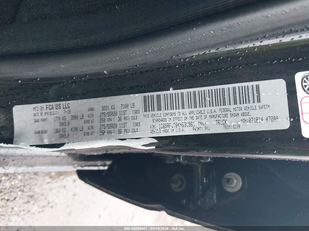 1C6SRFJT6KN631861 2019 RAM 1500 photo no. 9