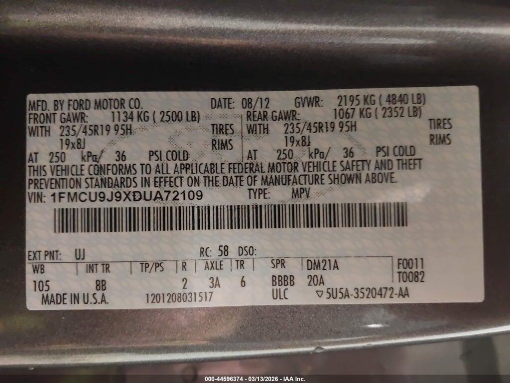 1FMCU9J9XDUA72109 2013 FORD ESCAPE photo no. 9