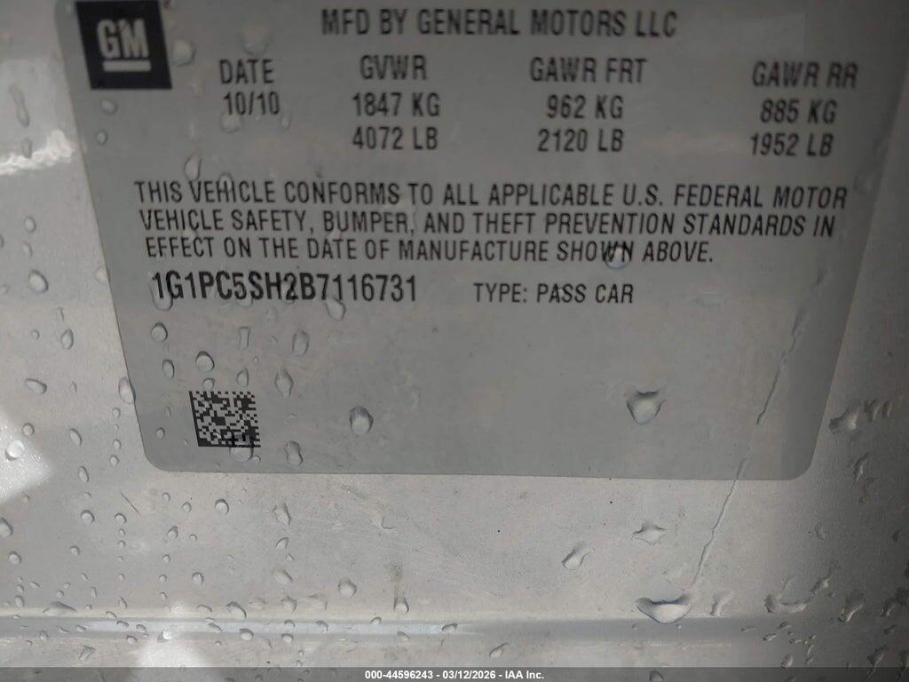 1G1PC5SH2B7116731 2011 CHEVROLET CRUZE photo no. 9