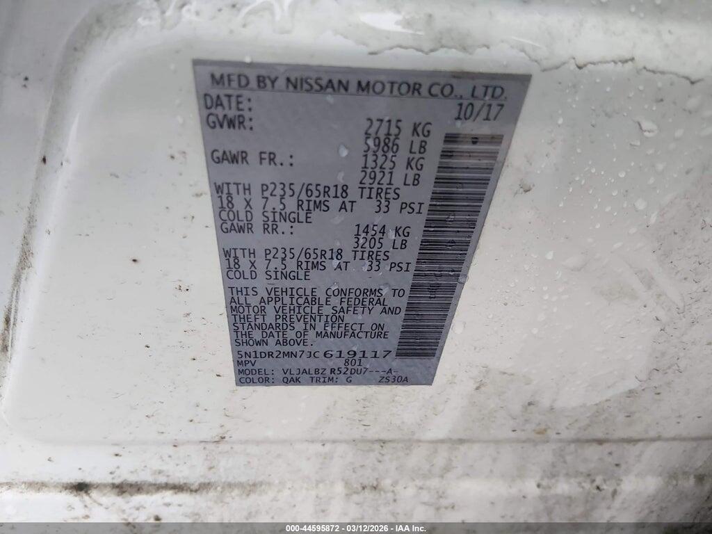 5N1DR2MN7JC619117 2018 NISSAN PATHFINDER photo no. 9