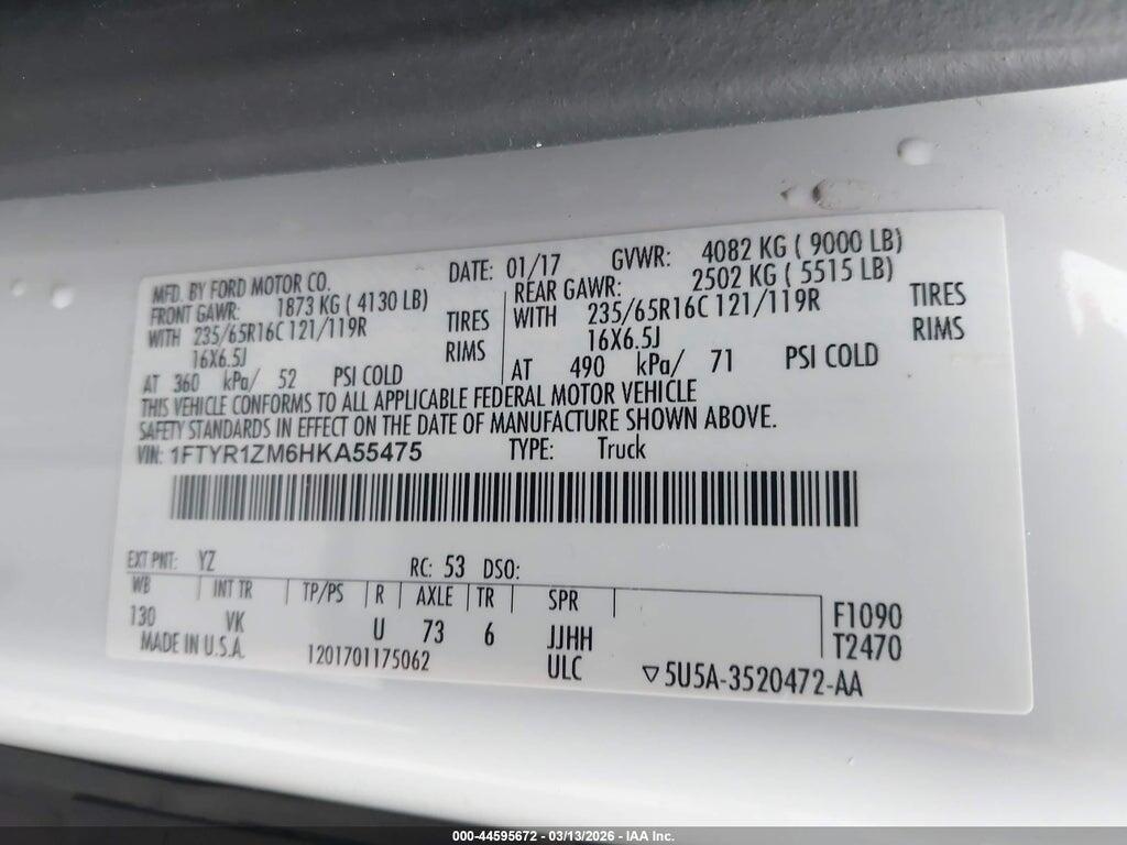 1FTYR1ZM6HKA55475 2017 FORD TRANSIT-250 photo no. 9