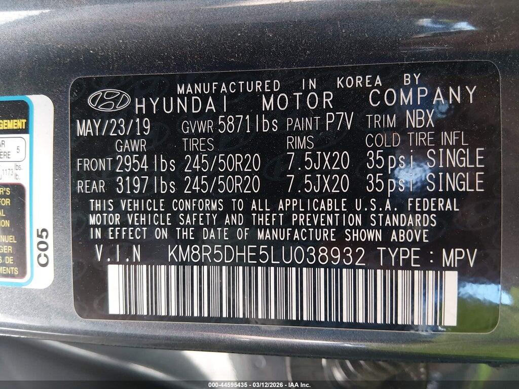 KM8R5DHE5LU038932 2020 HYUNDAI PALISADE photo no. 9