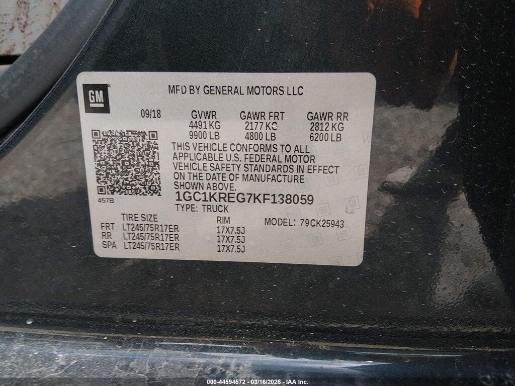 1GC1KREG7KF138059 2019 CHEVROLET SILVERADO 2500HD photo no. 9