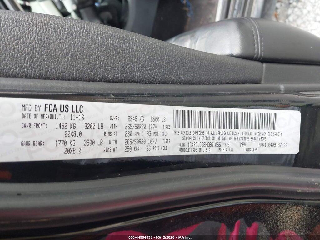 1C4RDJDG8HC661066 2017 DODGE DURANGO photo no. 9