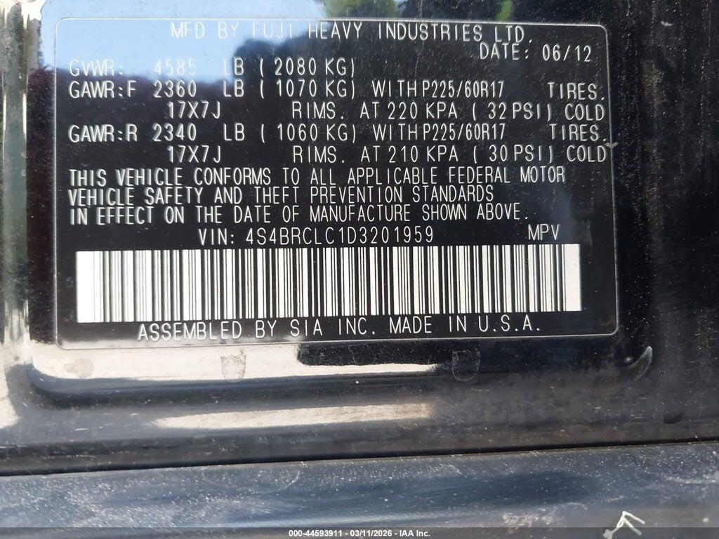 4S4BRCLC1D3201959 2013 SUBARU OUTBACK photo no. 9