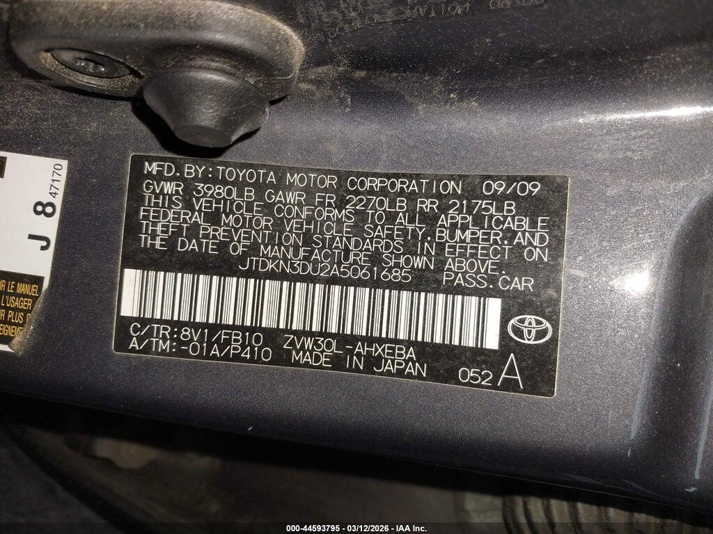 JTDKN3DU2A5061685 2010 TOYOTA PRIUS photo no. 9
