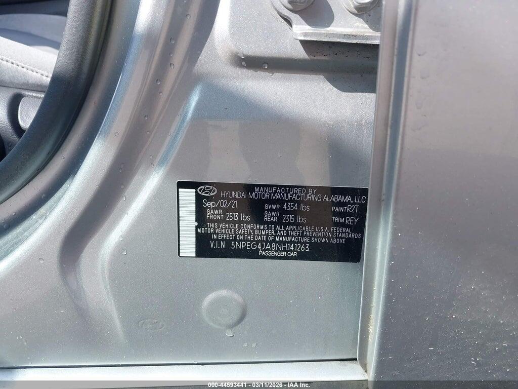 5NPEG4JA8NH141263 2022 HYUNDAI SONATA photo no. 9