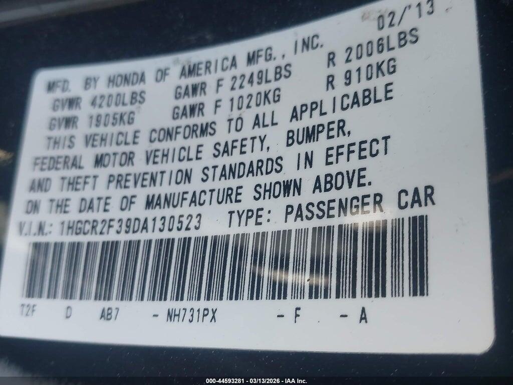 1HGCR2F39DA130523 2013 HONDA ACCORD photo no. 9