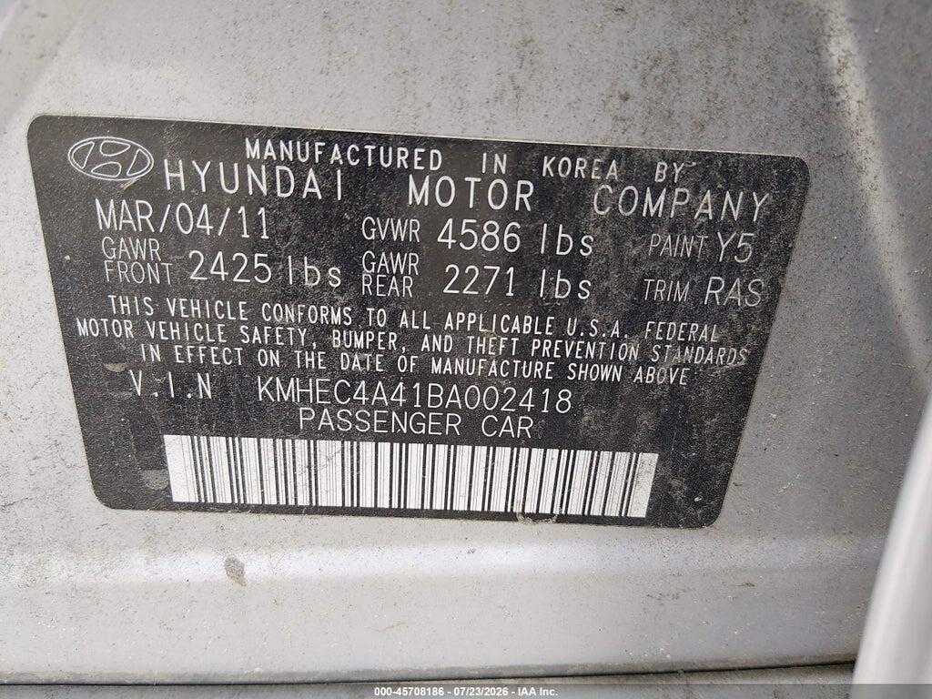 KMHEC4A41BA002418 2011 HYUNDAI SONATA HYBRID photo no. 9