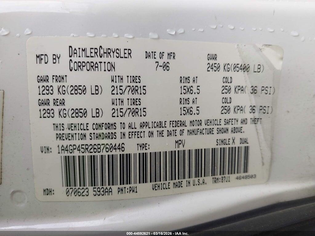 1A4GP45R26B760446 2006 CHRYSLER TOWN & COUNTRY photo no. 9