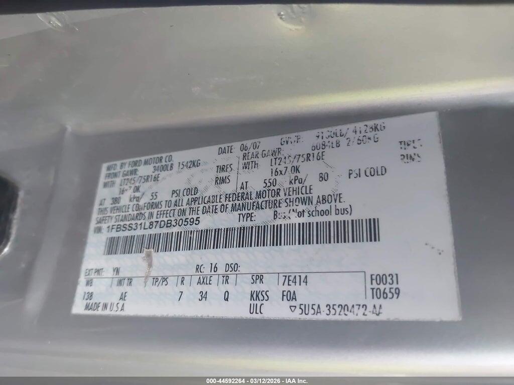 1FBSS31L87DB30595 2007 FORD E-350 SUPER DUTY photo no. 9