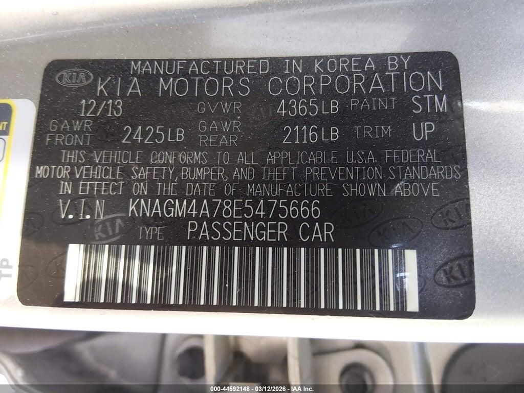 KNAGM4A78E5475666 2014 KIA OPTIMA photo no. 9