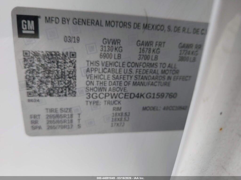 3GCPWCED4KG159760 2019 CHEVROLET SILVERADO 1500 photo no. 9