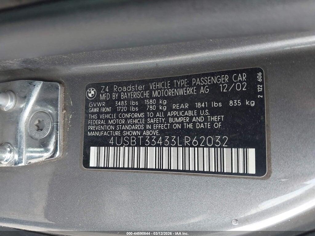 4USBT33433LR62032 2003 BMW Z4 photo no. 9