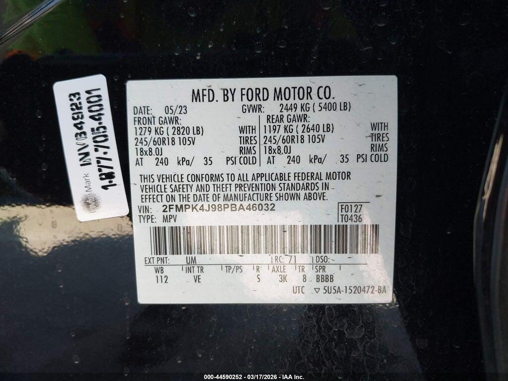 2FMPK4J98PBA46032 2023 FORD EDGE photo no. 9