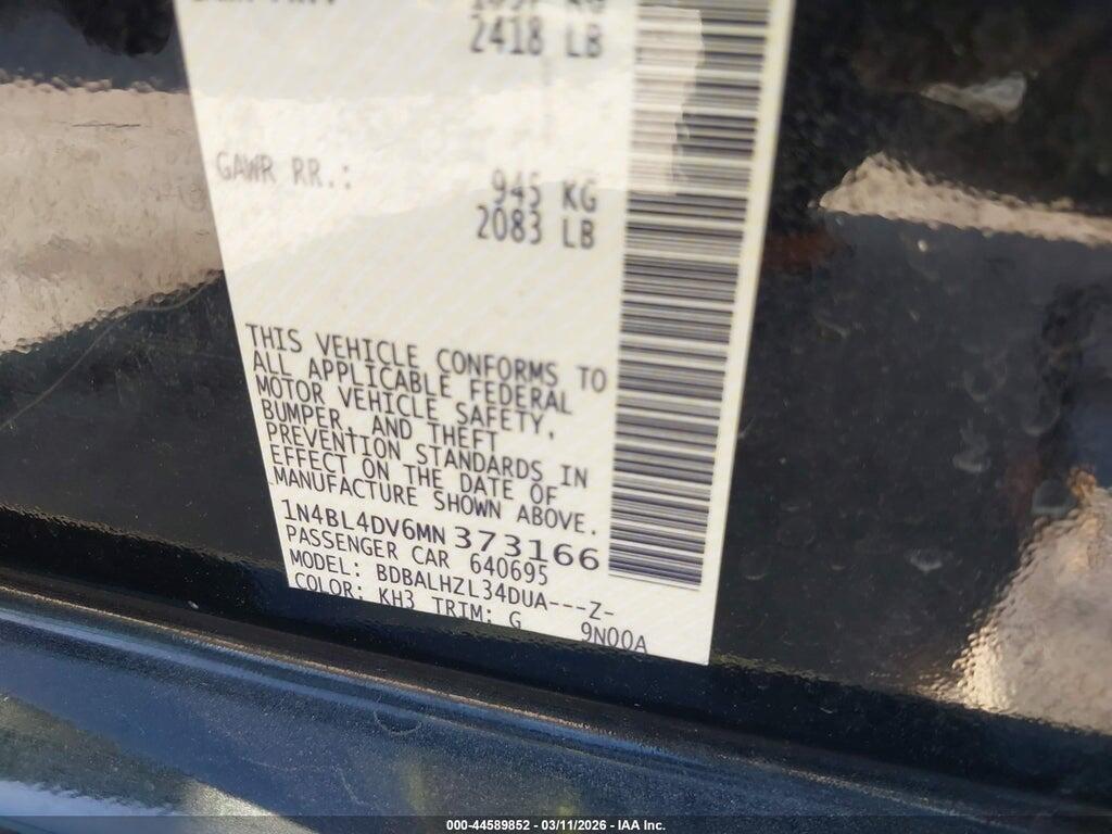 1N4BL4DV6MN373166 2021 NISSAN ALTIMA photo no. 9