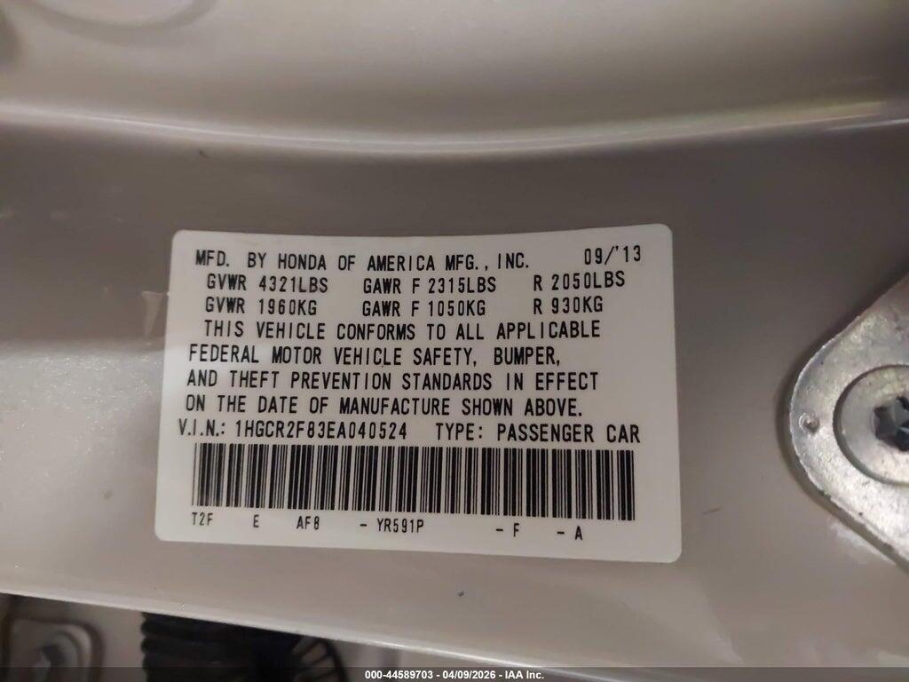 1HGCR2F83EA040524 2014 HONDA ACCORD photo no. 9