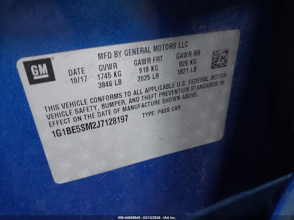 1G1BE5SM2J7128197 2018 CHEVROLET CRUZE photo no. 9