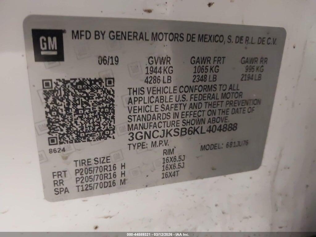 3GNCJKSB6KL404888 2019 CHEVROLET TRAX photo no. 9