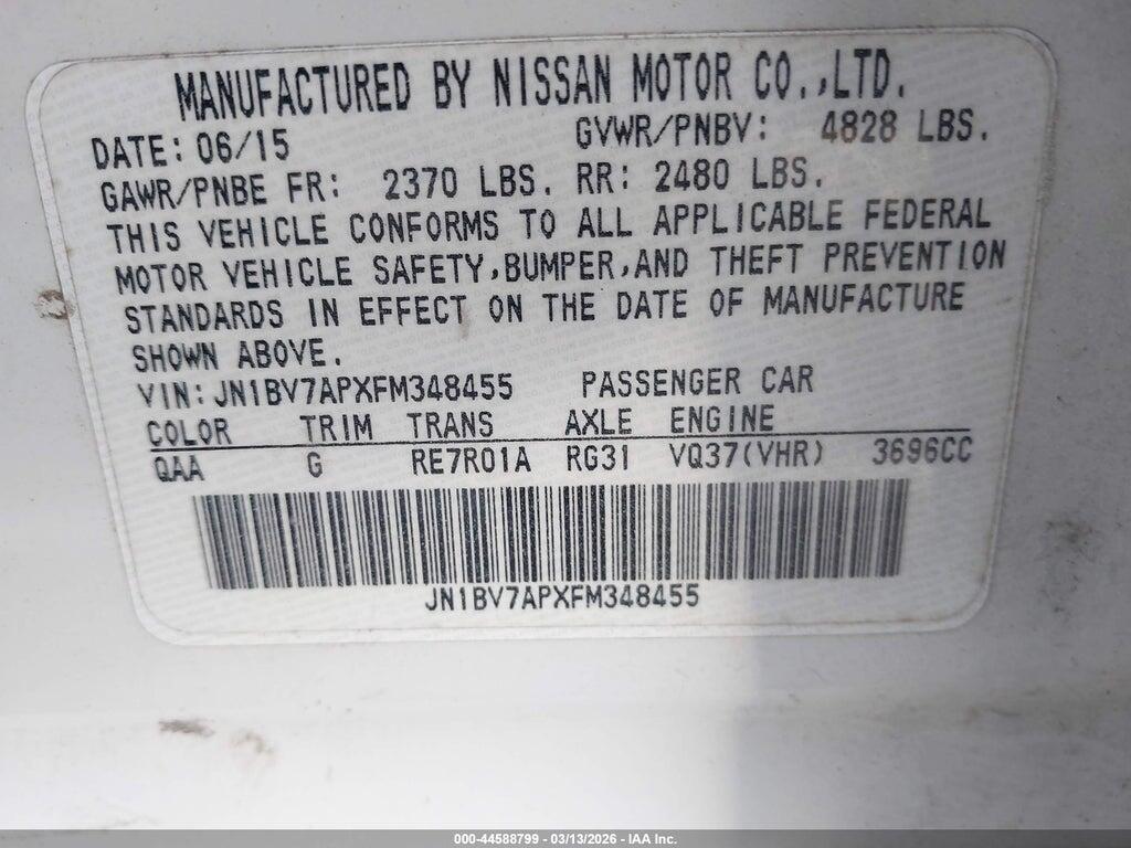 JN1BV7APXFM348455 2015 INFINITI Q50 photo no. 9