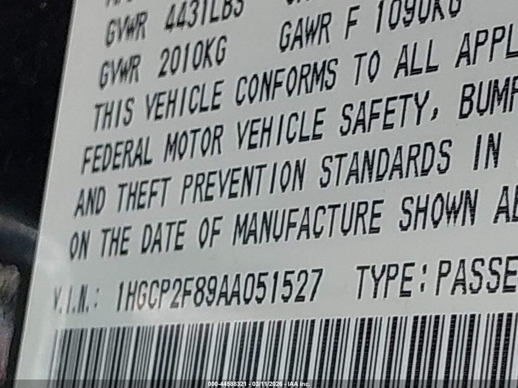 1HGCP2F89AA051527 2010 HONDA ACCORD photo no. 9