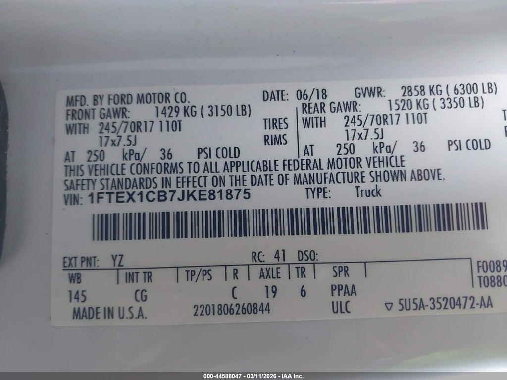 1FTEX1CB7JKE81875 2018 FORD F-150 photo no. 9